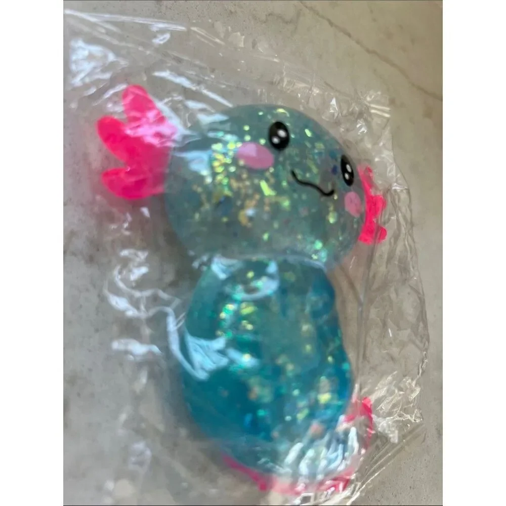 Blue Glitter Axolotl Squishy and slow rise